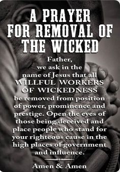 a prayer for the removal of the wicked, with an image of a man holding