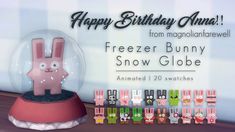 an animated image of a bunny in a snow globe with the words happy birthday annie