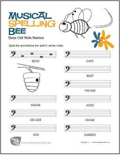 musical spelling bee worksheet