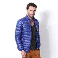 Buy online Autumn&Winter Duck Down Ultra-Light Parka - FREE SHIPPING worldwide Casual Fitted Solid Outerwear, Fitted Long Sleeve Outerwear For Outdoor, Slim Fit Long Sleeve Winter Outerwear, Winter Slim Fit Long Sleeve Outerwear, Slim Fit Long Sleeve Outerwear For Fall, Casual Slim Fit Outerwear For Spring, Blue Slim Fit Outerwear For Fall, Blue Slim Fit Outerwear For Winter, Blue Slim Fit Winter Outerwear