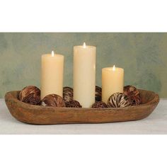 Shallow Tub - D&J Farmhouse Collections Dining Table Decor Centerpiece, Dough Bowl Centerpiece, Farmhouse Candle Holders, Kitchen Table Centerpiece, Dining Room Table Centerpieces, Low Centerpieces, Wooden Dough Bowl, Small Kitchens, Rustic Centerpieces