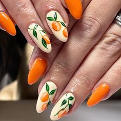 Fruit Nail Art, August Nails, Nagel Tips, Short Nail Designs, Orange Nails, Nail Designs Summer, Nail Accessories, False Nails