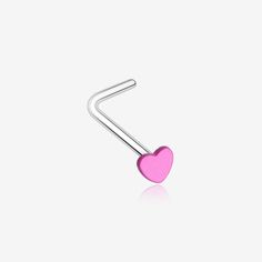 Vibrant Enamel Heart L-Shaped Nose Ring-Pink L Shaped Nose Ring, Girls Best Friend, L Shape, Size 20, Piercings, Color Pop, Nose Ring, Ships, Stainless Steel