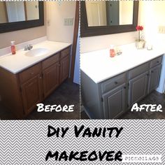 before and after pictures of a bathroom vanity