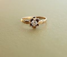 Antique 1913 14K Rose Gold and Diamond Ring by TheCopperCanary Gold Engraving, Ring Antique, Antique Engagement Rings, Wedding Time, Vintage Engagement, Antique Rings, Vintage Engagement Rings, Diamond Engagement Ring, Vintage Rings