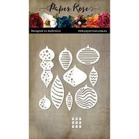 paper rose dies christmas ornaments and baubles, set of 6 pieces -