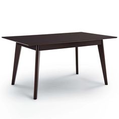 the table is made out of wood and has a square shaped top with two legs