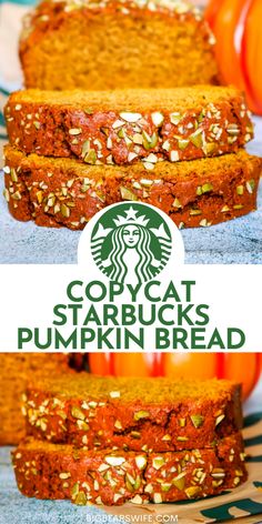 two slices of pumpkin spiced starbucks starbucks bread