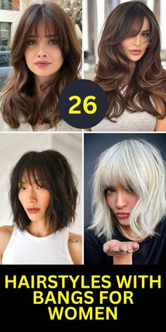 Short Curly Hairstyles With Bangs, Side Fringe Long Hair, Layered Hairstyles With Bangs, Curly Hairstyles With Bangs, Long Length Haircuts, Long Layered Hairstyles, Wavy Layered Hair, Long Haircuts With Bangs, Perfect Bangs