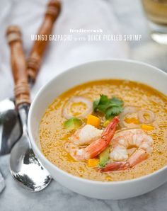 31 Cold Soup Recipes for Warm Weather - PureWow Mango Gazpacho, Gazpacho Recipes, Pickled Shrimp Recipe, Pickled Shrimp, Moroccan Carrots, Soups Recipes, Fruit Soup