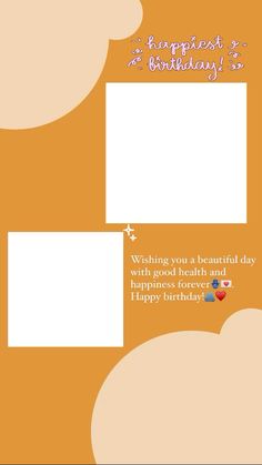 an orange birthday card with clouds on it