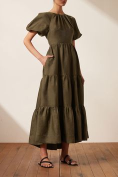 Forest Dresses, Forest Dress, Open Back Midi Dress, Green Linen Shirt, Backless Midi Dress, Dress Hire, Buy Dresses Online, Shona Joy, Maxi Dress Online