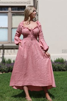 Genevieve Blush Pink Dress Greek Dress, Short Puffy Sleeves, Blush Pink Dress, Romantic Era, Blush Pink Dresses, Mix Style, Puffy Sleeves, Marie Antoinette, Trendy Dresses