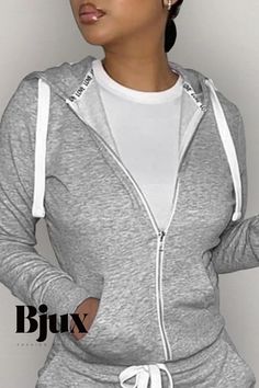 Bjux - Hooded Zip-Up Tops with a Solid Street Style Pin Fashion, Two Piece Jumpsuit, Streetwear Aesthetic, Pocket Jacket, Hooded Tops, Street Wear Urban, Collar Top, Hooded Coat, Ladies Fashion