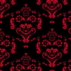 Baroque Damask Smiles  Red on Black - Pattern Design Lab Black Damask Wallpaper, Black And Red Wallpaper, Red And Black Wallpaper, Red Damask, Motif Art Deco, Wall Papers, Luxury Wallpaper, Damask Wallpaper, Red Moon