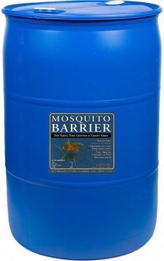 a blue barrel with mosquito on it