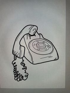 a drawing of an old fashioned telephone