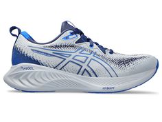 Men's GEL-CUMULUS 25 | Piedmont Grey/Illusion Blue | Running Shoes | ASICS Running Shoes Asics, Blue Running Shoes, Neutral Cushions, Shoes Asics, Shin Splints, Asics Running Shoes, Foot Health, Lower Leg, Running Workouts