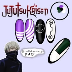 Anime Nails Art Jujutsu Kaisen, Nail Anime, Gojo Nails