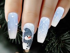 Lovable Christmas Snowman Holiday Press-on Nails, Add a Touch of Festive Charm to Your Look Custom Made Fake Nails - Etsy September Nails, French Tip Nail Designs, January Nails, Nails Desing, Heart Nails, 3d Nail Art, French Tip Nails