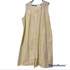 Approximately 25” Armpit To Armpit Approximately 46” Shoulder To Hem Location B31 Yellow Summer Nightgown, Spring Yellow Nightgown For Loungewear, Sleeveless Cream Nightgown For Bedtime, Cream Sleeveless Nightgown For Bedtime, Yellow Summer Nightgown For Sleep, Yellow Sleeveless Summer Sleepwear, Yellow Sleeveless Dress For Loungewear, Sleeveless Cream Sleepwear For Spring, Yellow Sleeveless Loungewear Dress