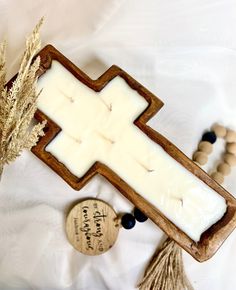 YoYo Boutique Cross Candle Cross Candle, Cross Candles, First Communion Dresses, Candle Inspiration, Wick Candle, Christening Gowns, Children's Boutique, First Communion, Hand Poured