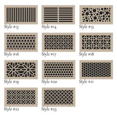 the different types of stencils are shown in black and white, including one with circles