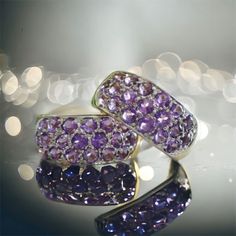 DETAILS: Weight: 2.40 grams Width: 6.78mm Length: 15.79mm Stones: Amethyst, Purple, 38 Total, 1/33ct ea. TCW: .1.14ct (.57ct ea) Condition: Signs of wear & tear should be expected as this item is USED but free of any major or excessive damage.  Please see pictures to determine condition. Additional information/photographs available upon request.  Will be cleaned & polished prior to shipping. Markings: 10KP Hollow Earrings, Yellow Gold Earrings, Amethyst Cluster, Amethyst Purple, Yellow Gold Earring, Gorgeous Bracelet, Virginia Beach, Amethyst Stone, Jewelry Earrings Hoops