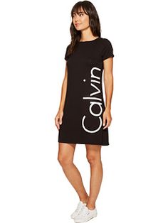 Calvin Klein Short Sleeve Logo Dress Chic Calvin Klein Mini Dress, Calvin Klein Outfits, Calvin Klein Shorts, Short Styles, Relaxing Day, Calvin Klein Dress, Womens Calvin Klein, A Smile, Cotton Spandex