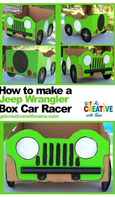 the instructions for how to make a jeep box car racer with cardboard and foam