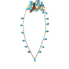 Handcrafted pretty turquoise drops on a gold plated chain, a brown leather tie with gold plated danglers. This necklace measures 30" in length. Wear it long or doubled on its own or mixed with other chains from our collection. The Necklace measures 30" in length Gold plated push clasp Made with love in Los Angeles Complimentary gift wrapping provided All sales final. Drops Necklace, Leather Tie, Drop Necklace, Gold Plated Chains, Made With Love, Turquoise Necklace, With Love, Brown Leather, Gold Plate