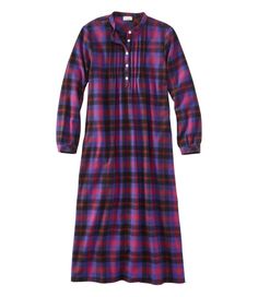 Premium ultrasoft cotton flannel nightgown in just the right weight to stay warm and cozy without overheating. In a classic style made from the finest flannel for superior comfort, softness and durability. Relaxed Fit: Our most generous fit sits farthest from the body. Falls at ankle. Made of high-quality Portuguese cotton flannel, an L. L. Bean exclusive. Expertly brushed for exceptional softness and warmth. Yarn-dyed to stay vibrant wash after wash. Machine wash and dry. Extra-long button-fron Restless Sleepers, Flannel Nightgown, Scottish Plaid, Women's Sleepwear, Women's Pajamas, Nightgowns For Women, Night Shirt, Cotton Flannel, Sleepwear Women