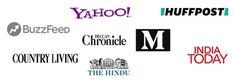 many different types of logos are shown in this image with the words yahoo, buzzfeed, chuffpost,