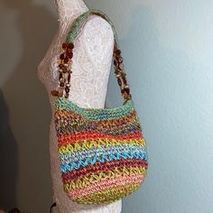 Nwot Perfect For Summer Poppie Jones Colorful Beaded Strap Summer Raffia Bag. Excellent Condition Smoke Free Home Never Used Even Prettier In Person B11 Brown Crossbody Purse, Boho Tote Bag, Beaded Strap, Boho Tote, Straw Tote Bag, Boho Purses, Beaded Bag, Raffia Bag, Ostrich Leather