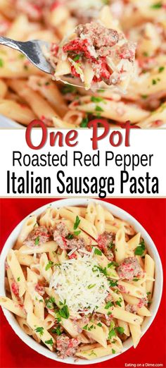 one pot roasted red pepper italian sausage pasta