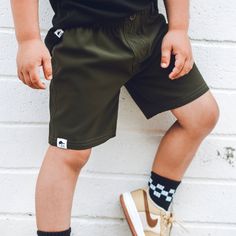 Olive Hybrid Walk Shorts - George Hats George Hats, Sun Shirt, Busy Toddler, Olive Color, Potty Training, Nylon Fabric, Swim Accessories, Kids Shorts, Rash Guard