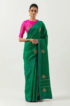 Shop for Label Earthen Green Chiniya Silk Suraiya Embroidered Saree With Blouse for Women Online at Aza Fashions Green Slub Silk Pre-draped Saree For Diwali, Green Resham Embroidered Cotton Silk Blouse Piece, Green Silk Pre-draped Saree With Resham Embroidery, Designer Green Tissue Silk Blouse, Green Tissue Silk Blouse With Dupatta, Green Chanderi Choli With Traditional Drape, Silk Blouse With Zari Weaving For Reception, Green Anarkali Silk Choli, Traditional Green Slub Silk Pre-draped Saree