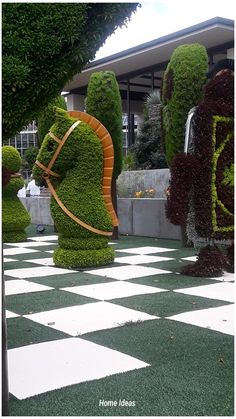 the topiary sculptures are made to look like animals