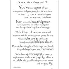 a poem that reads, spread your wings and fly you've been part of us