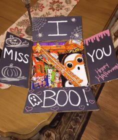 i miss you gift box with candy and candies for someone's halloween party