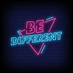 be different neon sign on a brick wall