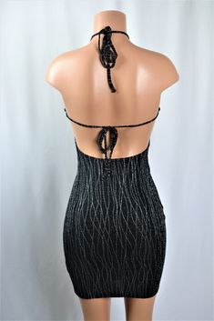 Size: L Black Halter Dress, Tie Backs, Backless Dress Formal, Dress Black, Black Silver, Final Sale, Halter Dress, Backless Dress, High Neck