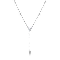 10K white gold lariat necklace with 4 round brilliant cut diamond accents and 34 round single cut diamond accents 18 inch 10K white gold cable chain Diamond Lariat Necklace, Lariat Necklaces, Gold Lariat Necklace, Helzberg Diamonds, Diamond Chain, Lariat Necklace, Round Brilliant Cut Diamond, Brilliant Cut Diamond, Diamond Studs