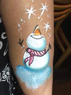 Snowman Facepainting, Xmas Face Painting Kids, Christmas Face Painting Step By Step, Christmas Face Painting Stencils, Christmas Facepainting Kids Easy, Glitter Face Paint