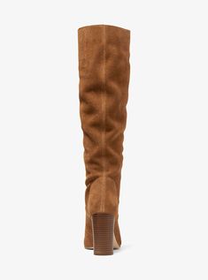 Leigh Suede Boot | Michael Kors Michael Kors Leather Boots For Fall, Suede Knee-high Heeled Boots With Leather Sole, Brown Suede Heeled Boots With Reinforced Heel, Brown Suede Heeled Boots With Suede Lining, Michael Kors Brown Leather Boots, Tall Suede High Heeled Boots, Suede Boots For Work, Suede Boots For Workwear, Classic Suede High Heel Boots