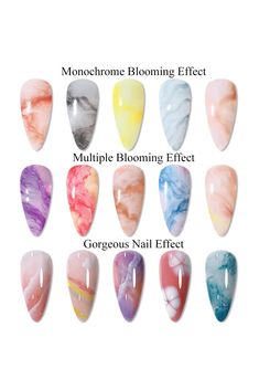 Supwee Universal Clear Blossom Gel Nail Polish Nail Painting Blooming Gel Polish Flower Marble Effect Nail Art Soak Off UV Gel Manicure DIY Nail Design At Home 1 Bottle 10ML(0.33 Fl Oz) Nail Art Design For Birthday, Blooming Marble Nails, Blossom Nail Art Designs, Peach Marble Nails, Gel Blooming Nails, Blooming Gel Marble Nails, Marble Nail Designs Summer, Blossom Gel Nails, Blooming Gel Nail Art Designs