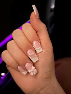 Coquette Nail Inspo Coquette Nail Inspo Square, Coquette Short Nails, Short Coquette Nails, Pink Coquette Nails, Uñas Coquette, Coquette Nail, Short French Nails, Latina Nails, Coquette Nails