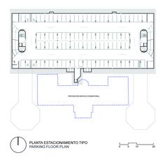 the plan for an office building with parking spaces