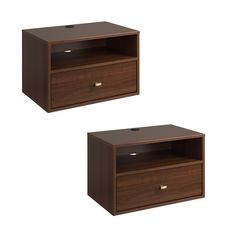 PRICES MAY VARY. Brushed brass finished knobs; Drawers run smoothly on metal glides with built-in safety stops; Internal Drawer Dimensions: 19.5 in. W x 5 in. H x 12.75 in. D Mounts easily at any height with Prepac's innovative metal hanging rail system; Weight Capacity: 10lbs on the top; 5 lbs on the shelf; 10 lbs in the drawer 5-year manufacturer's limited warranty on parts Manufactured in Canada and meets all North American safety standards Assembled Dimensions: 22.5 in. W x 14.5 in. H x 15 i Pine Nightstand, Modern Floating Nightstand, Transitional Nightstand, Shelf Nightstand, Nightstand Set Of 2, Side Table With Drawer, Hanging Design, Wood Floating Shelves, Stud Walls