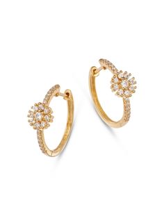 Bloomingdale's Fine Collection Diamond Flower Hoop Earrings in 14K Yellow Gold, 0.50 ct. t.w. Rings Opal, Flower Hoop Earrings, Chain Diamond, Engagement Rings Opal, Buying Diamonds, Diamond Flower, Diamond Hoop Earrings, Diamond Cluster, Opal Rings